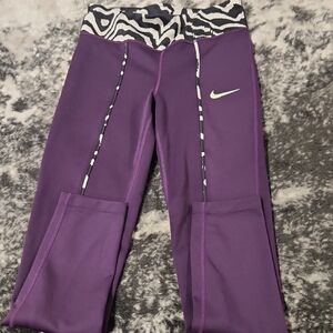 Nike Purple Leggings with Zebra Print Waistband